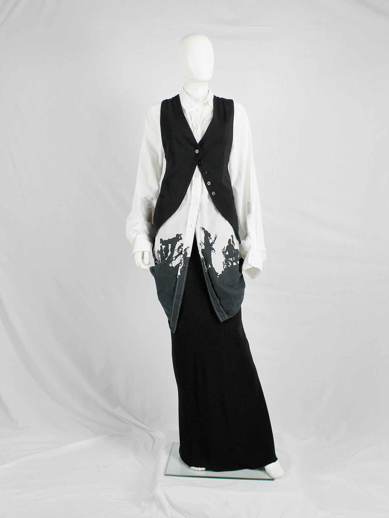 Ann Demeulemeester black cutaway waistcoat with back slit and straps spring 2007 (7)