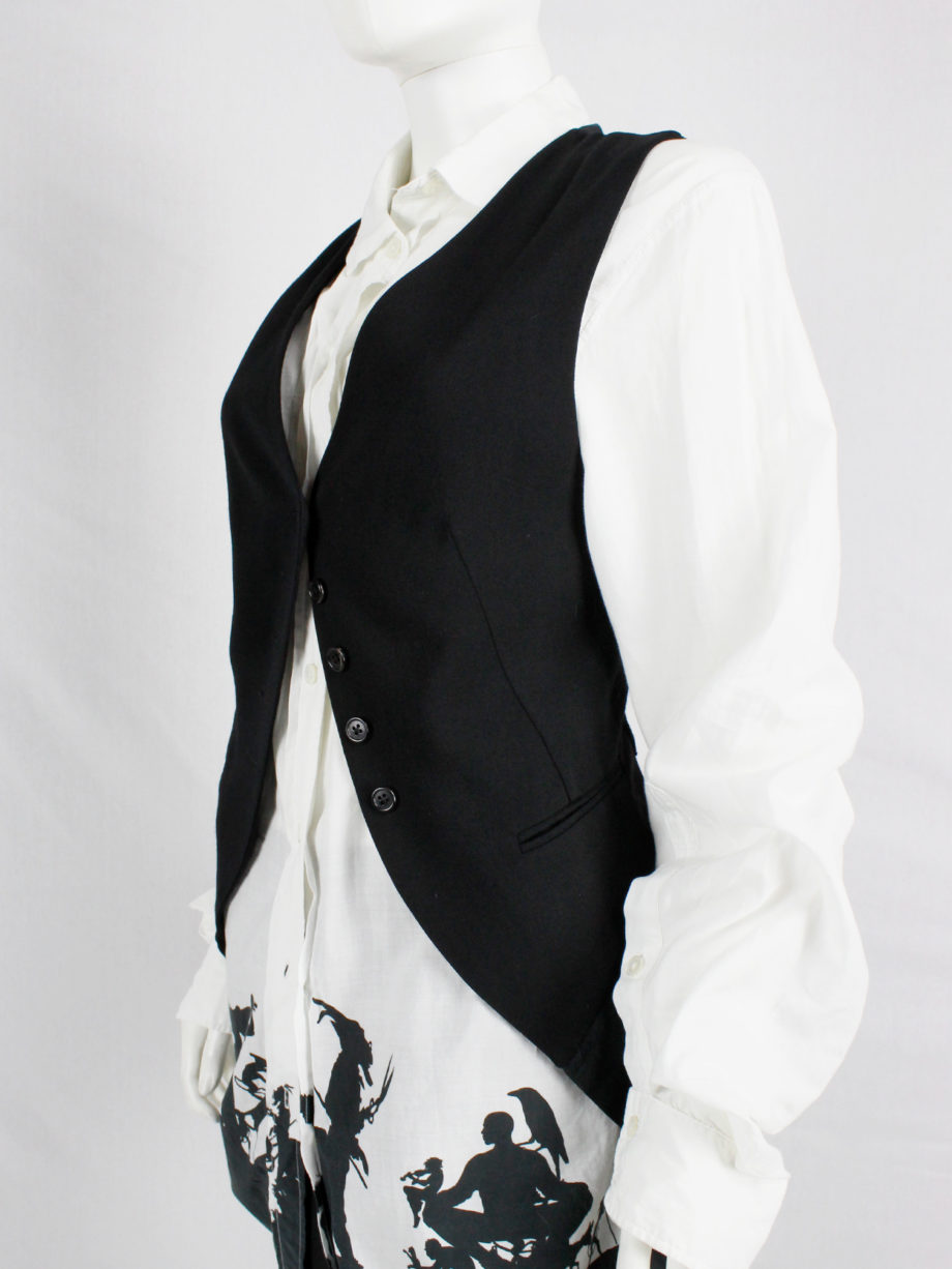 Ann Demeulemeester black cutaway waistcoat with back slit and straps spring 2007 (9)
