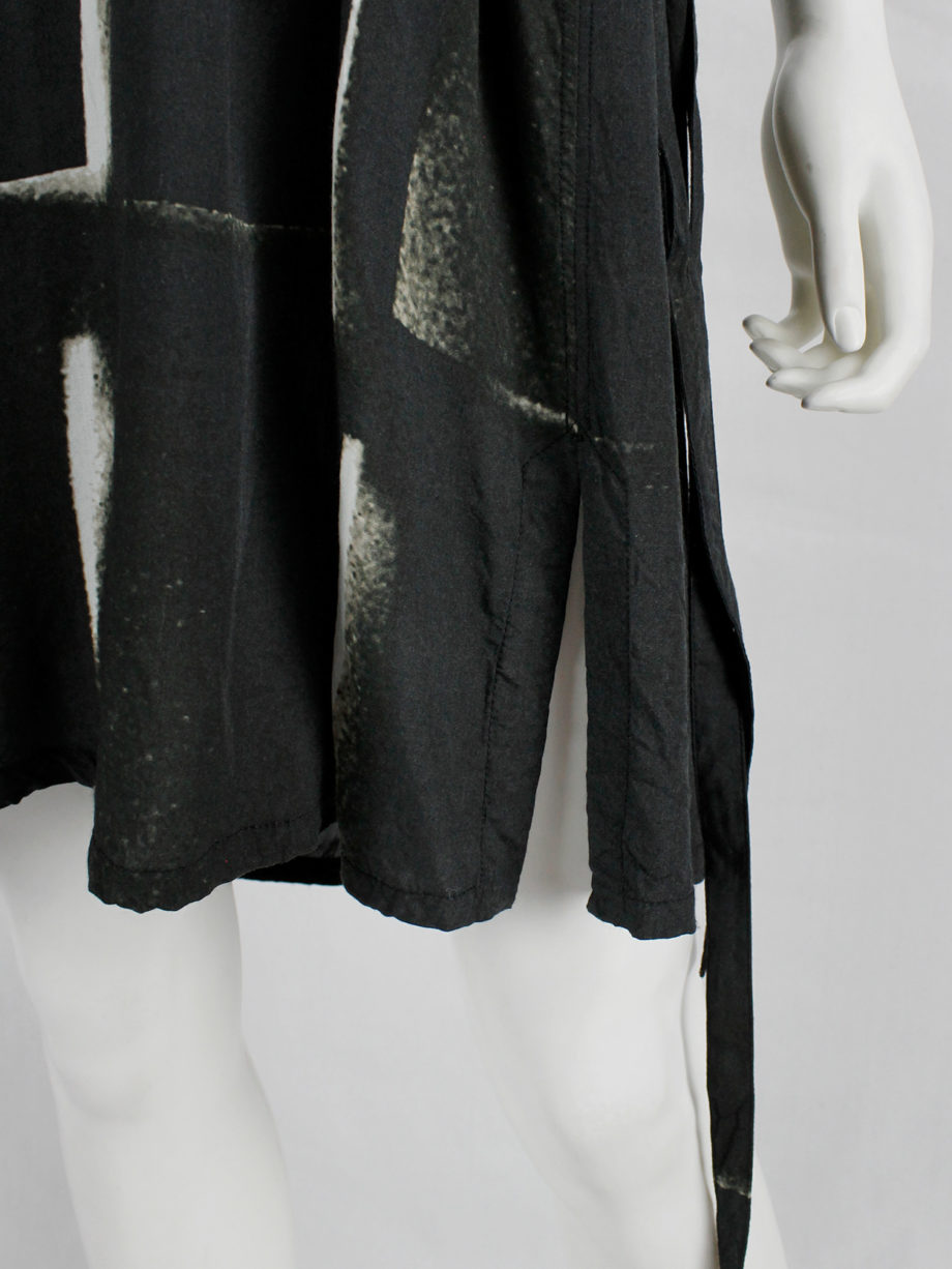 Ann Demeulemeester black dress with beige spraypaint print and straps spring 2011 (5)