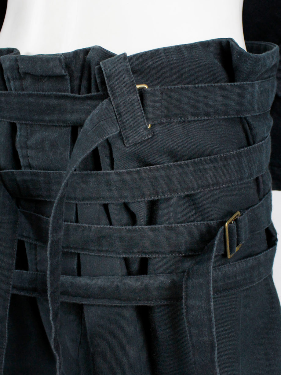 Ann Demeulemeester dark blue skirt with multiple front belt straps spring 2003 (10)