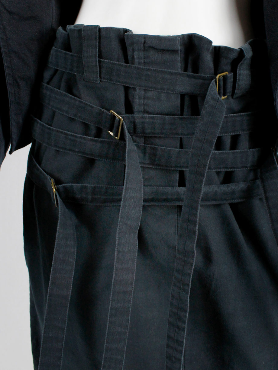 Ann Demeulemeester dark blue skirt with multiple front belt straps spring 2003 (9)