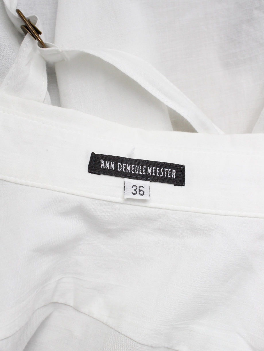 Ann Demeulemeester white draped asymmetric shirt with straps and forest print fall 2007 (1)