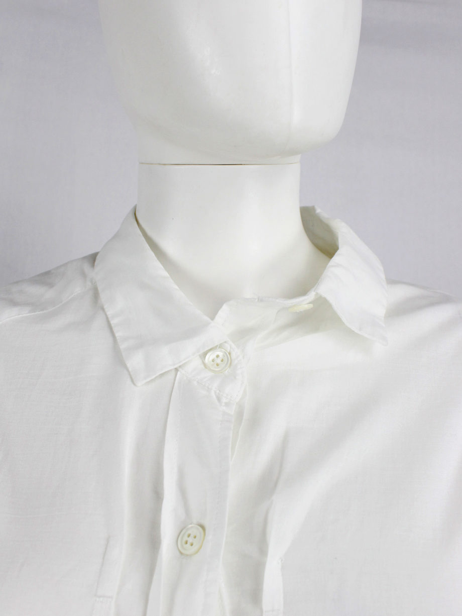 Ann Demeulemeester white draped asymmetric shirt with straps and forest print fall 2007 (4)
