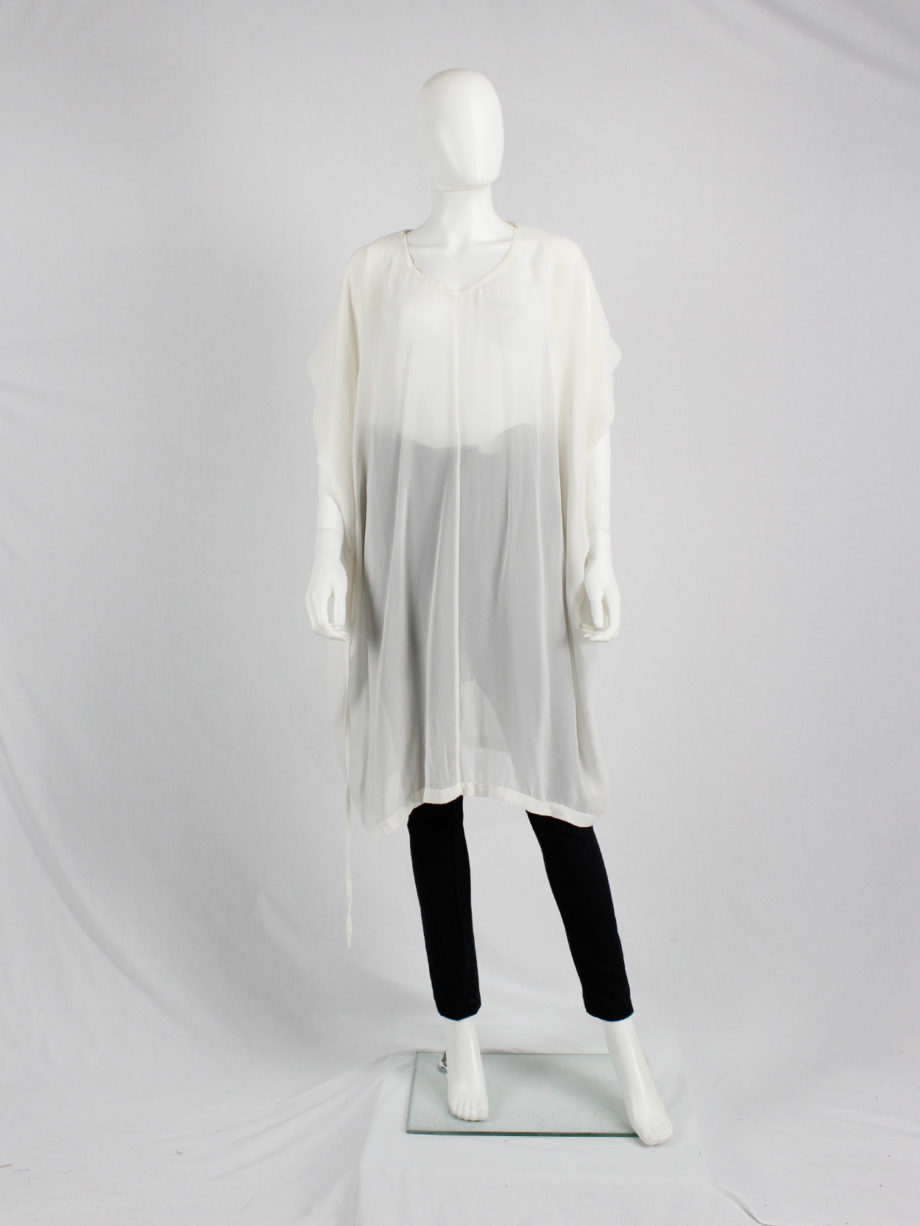 Ann Demeulemeester white sleeveless draped top with hood spring 2009 (10)