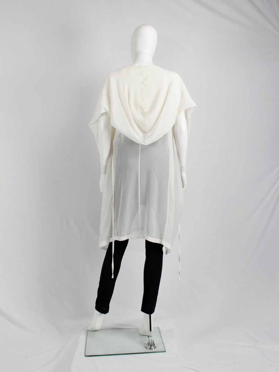 Ann Demeulemeester white sleeveless draped top with hood spring 2009 (11)