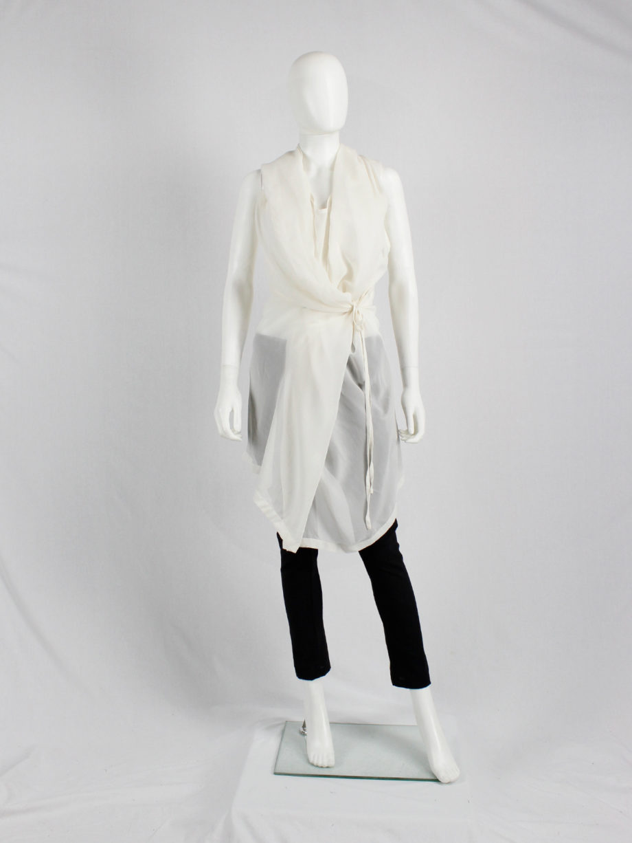 Ann Demeulemeester white sleeveless draped top with hood spring 2009 (15)