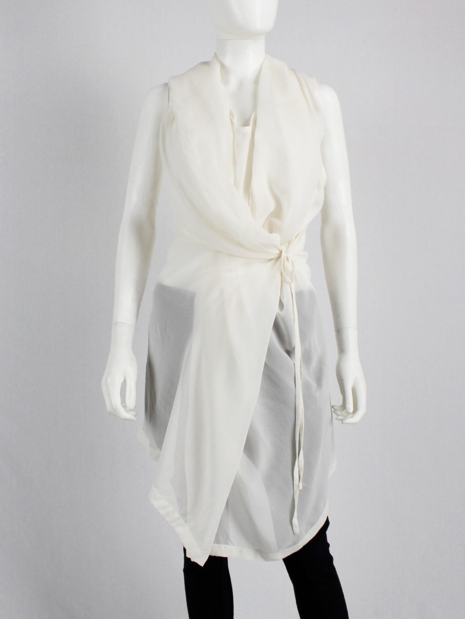 Ann Demeulemeester white sleeveless draped top with hood spring 2009 (16)