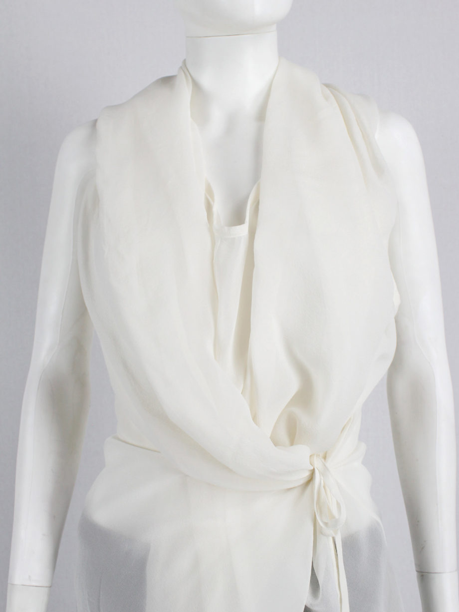 Ann Demeulemeester white sleeveless draped top with hood spring 2009 (17)