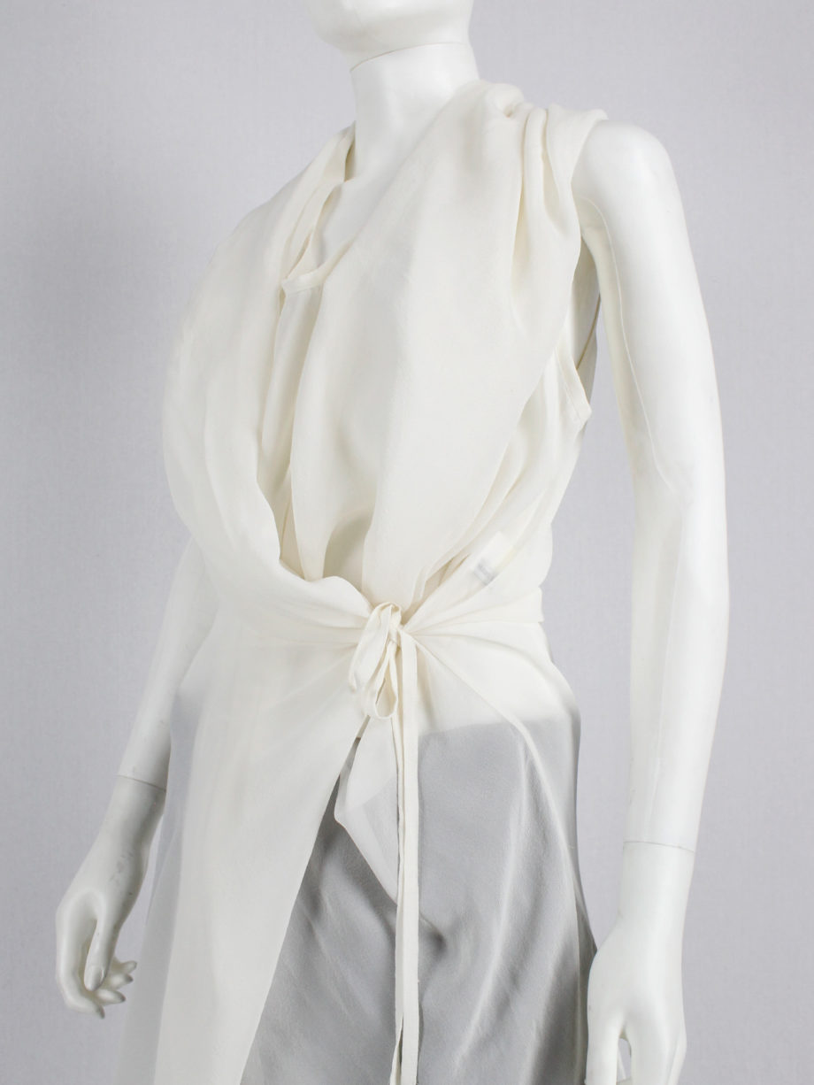 Ann Demeulemeester white sleeveless draped top with hood spring 2009 (5)
