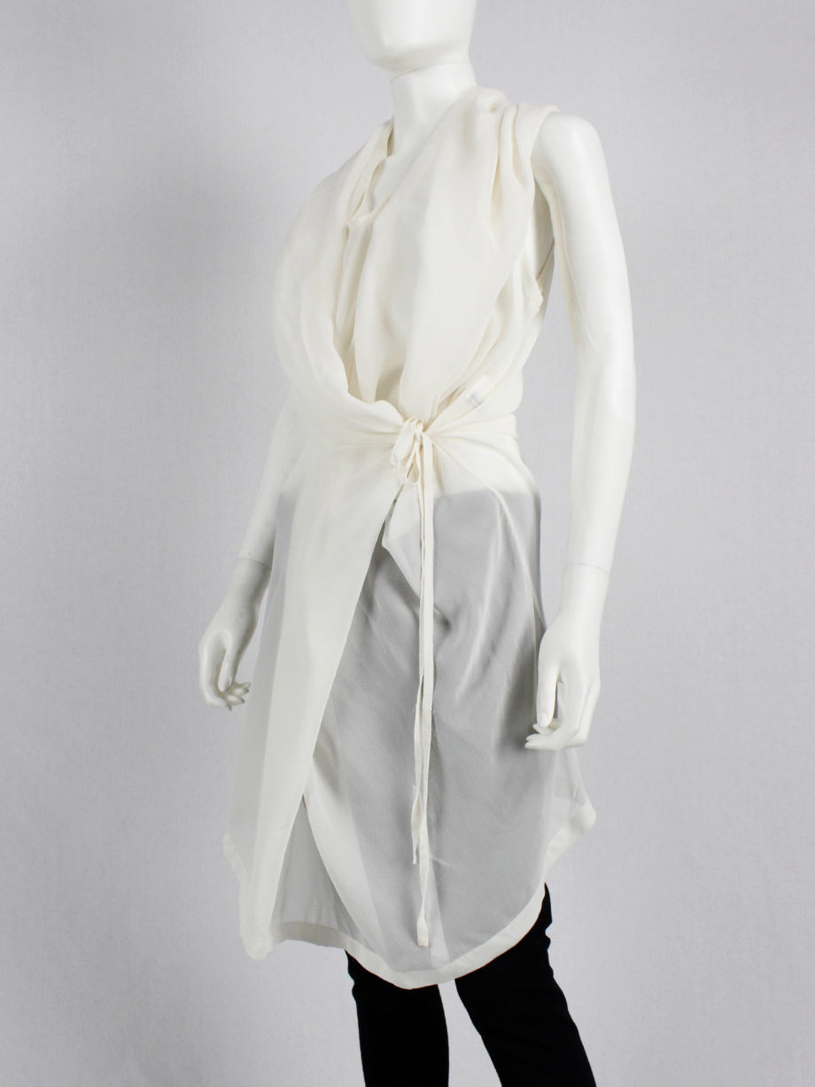 Ann Demeulemeester white sleeveless draped top with hood spring 2009 (6)