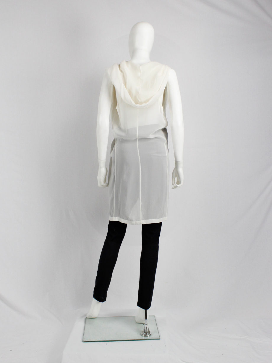 Ann Demeulemeester white sleeveless draped top with hood spring 2009 (7)
