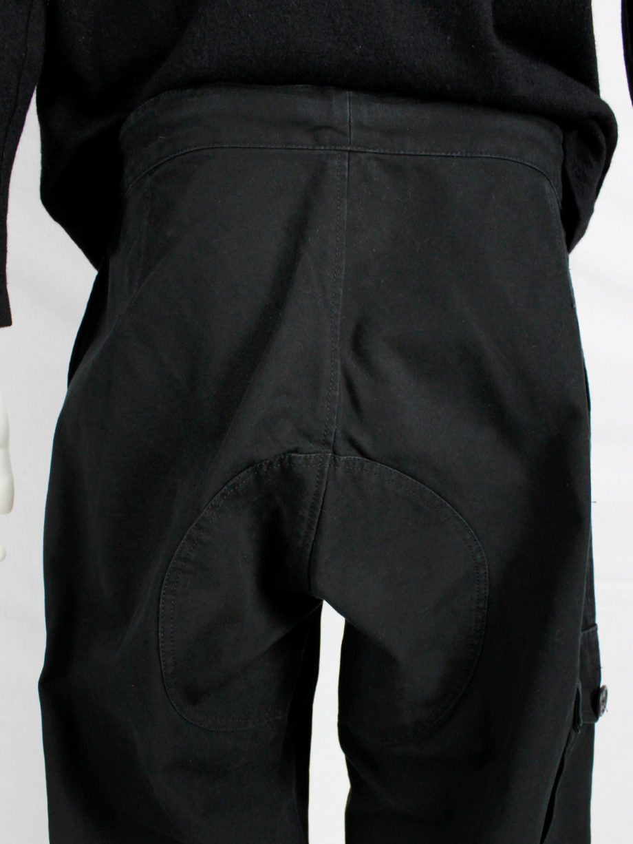 Bernhard Willhelm black harem trousers with belted legs and asymmetric closure (10)