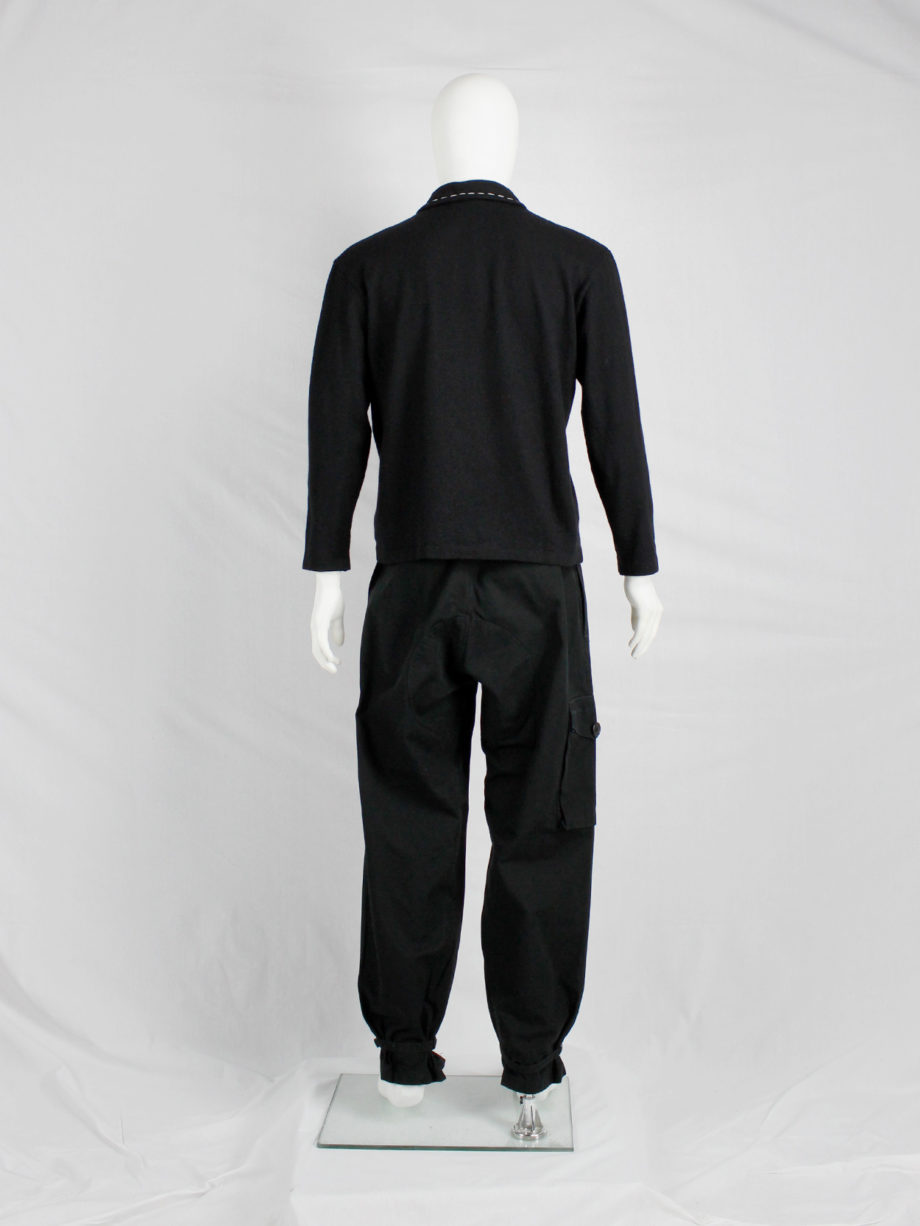 Bernhard Willhelm black harem trousers with belted legs and asymmetric closure (11)