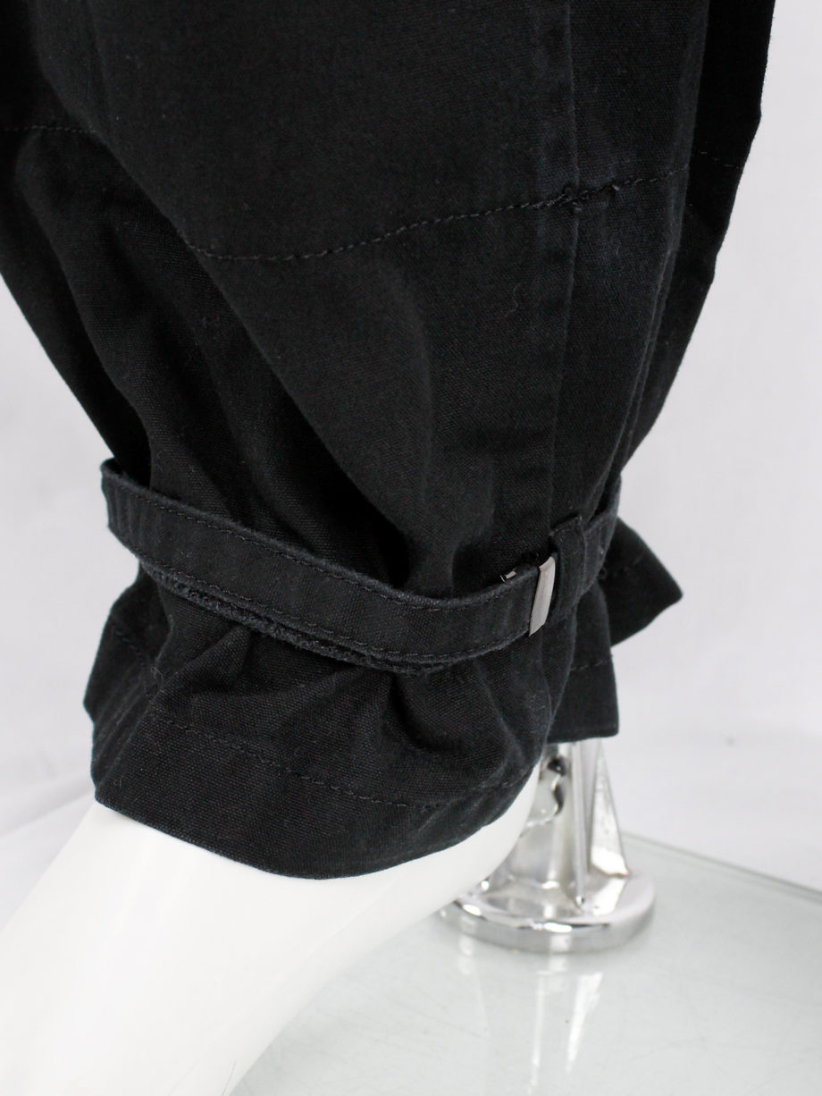 Bernhard Willhelm black harem trousers with belted legs and asymmetric closure (4)