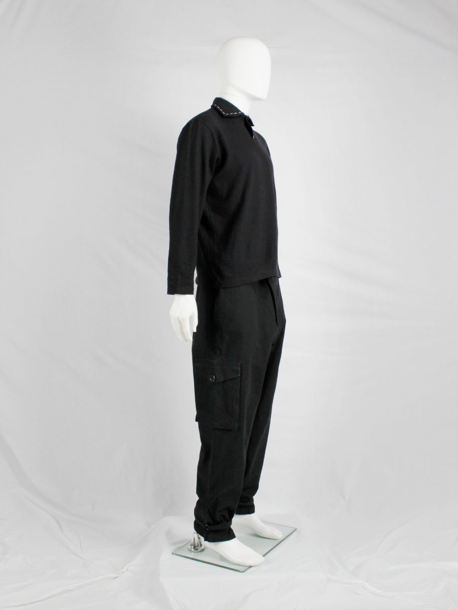 Bernhard Willhelm black harem trousers with belted legs and asymmetric closure (6)