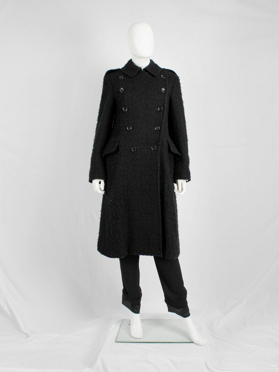 Comme des Garcons tricot black double breasted military-style coat (1)