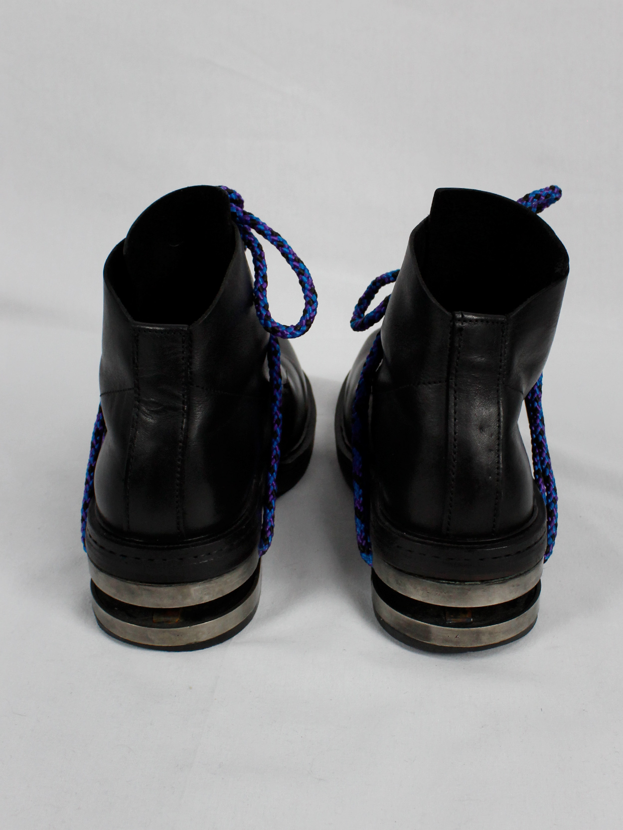 Dirk Bikkembergs black mountaineering boots with metal slit heel and ...