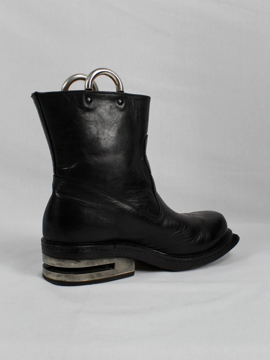 Dirk Bikkembergs black tall boots with metal slit heel and metal pulls 1990s 90s (15)