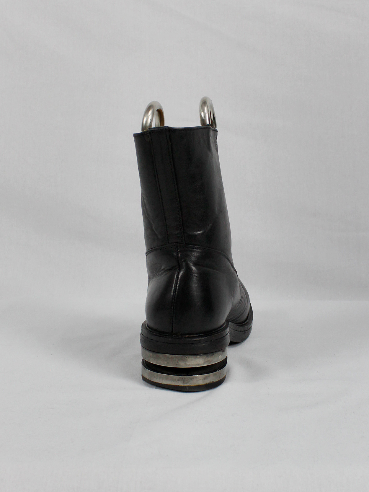 Dirk Bikkembergs black tall boots with metal slit heel and metal pulls 1990s 90s (16)