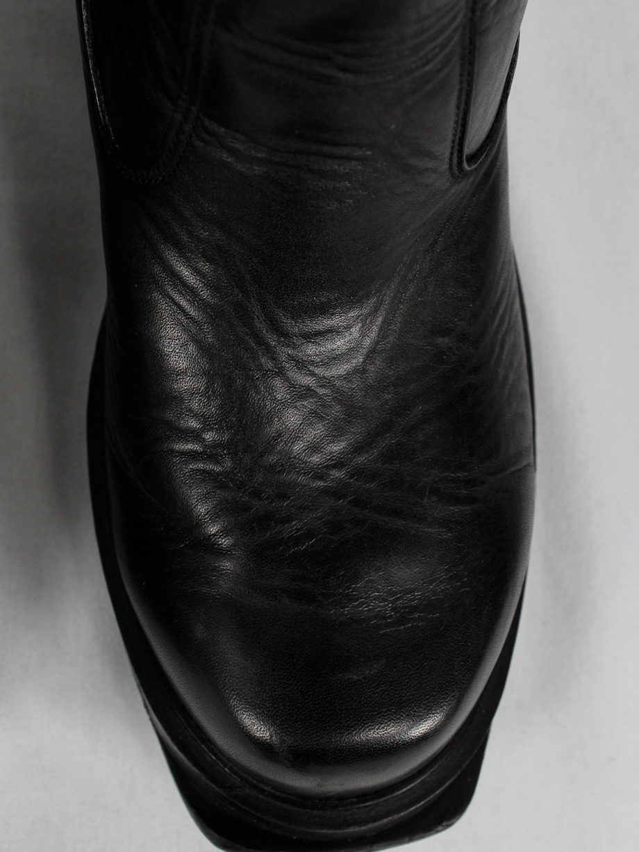 Dirk Bikkembergs black tall boots with metal slit heel and metal pulls 1990s 90s (4)