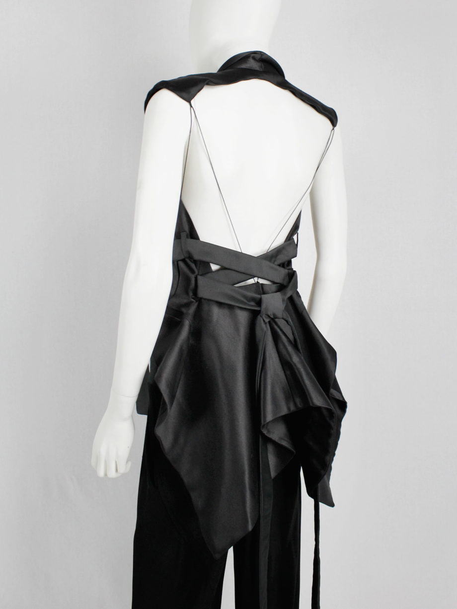 Haider Ackermann black backless waistcoat with swallowtail and ribbon lacing spring 2011 (11)