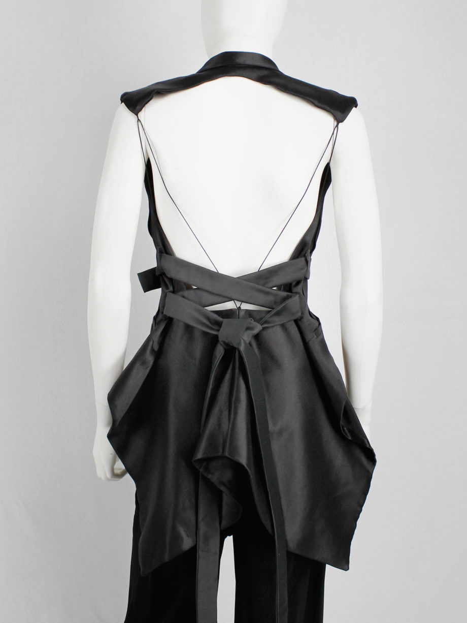 Haider Ackermann black backless waistcoat with swallowtail and ribbon lacing spring 2011 (15)
