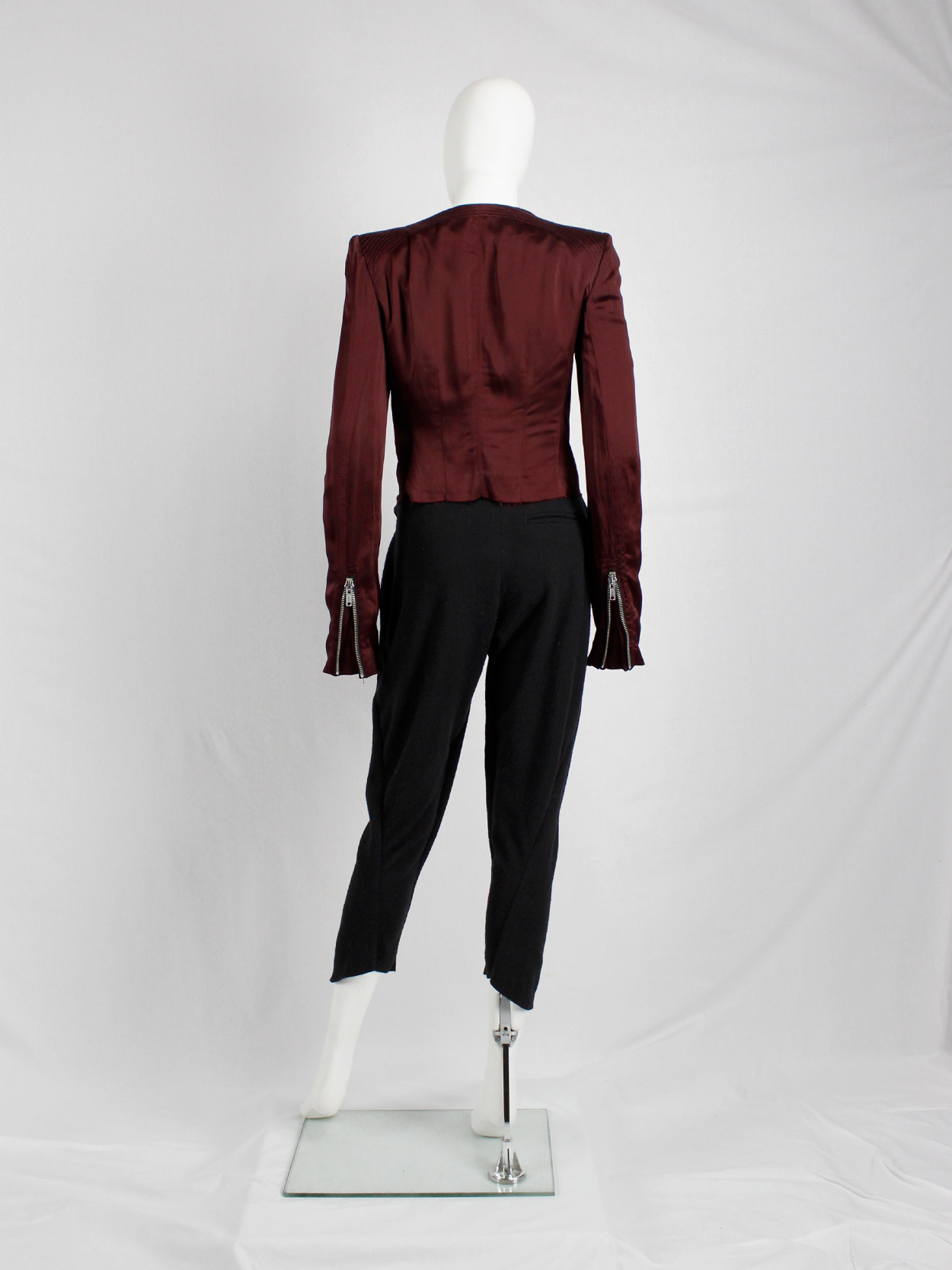 Haider Ackermann burgundy jacket with double front zipper fall 2009 (14)