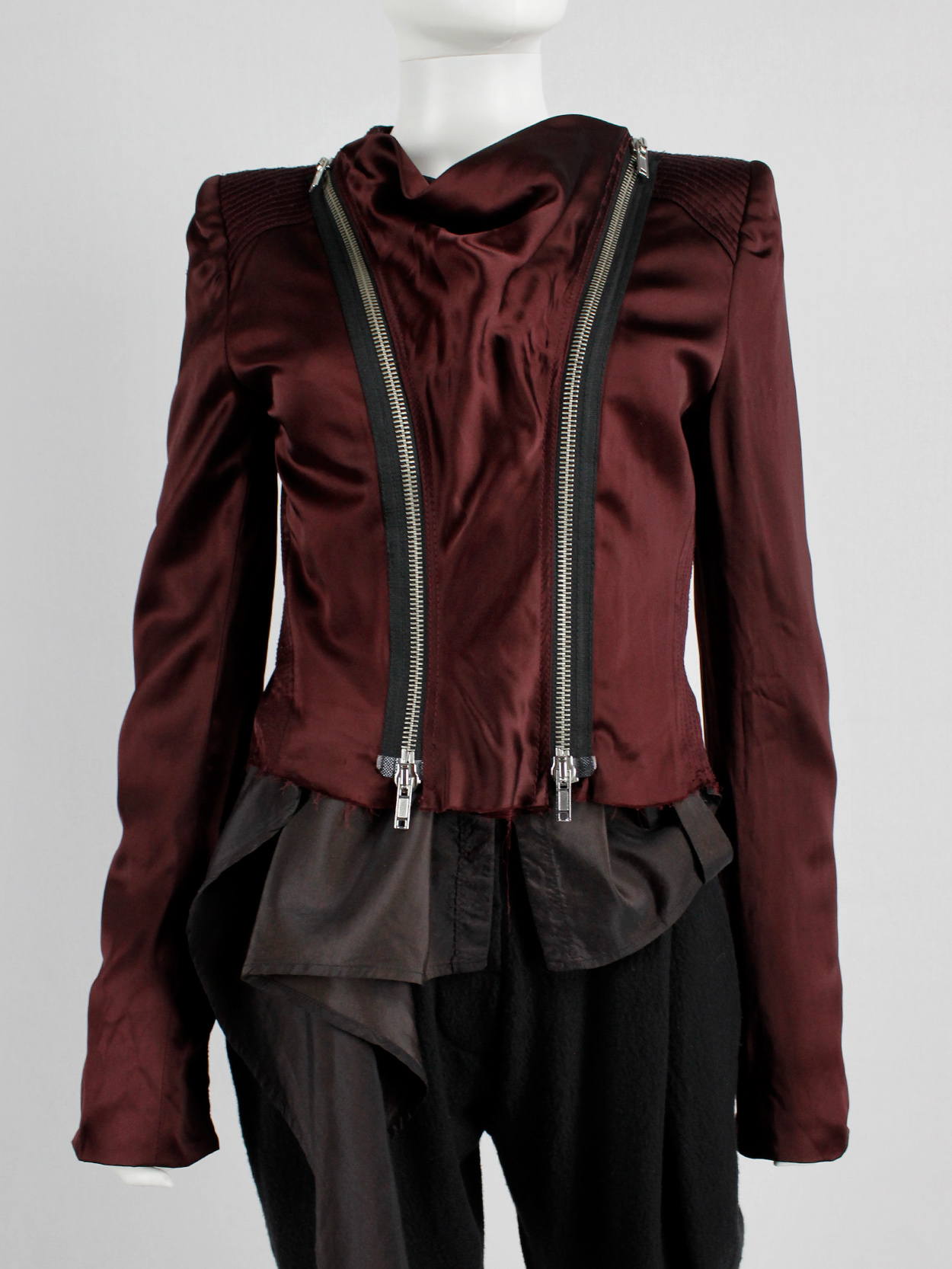 Haider Ackermann burgundy jacket with double front zipper fall 2009 (7)