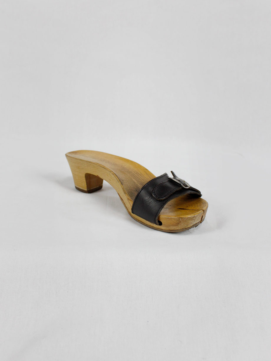 Maison Martin Margiela 6 wood tabi clogs with black leather straps spring 2005 (10)