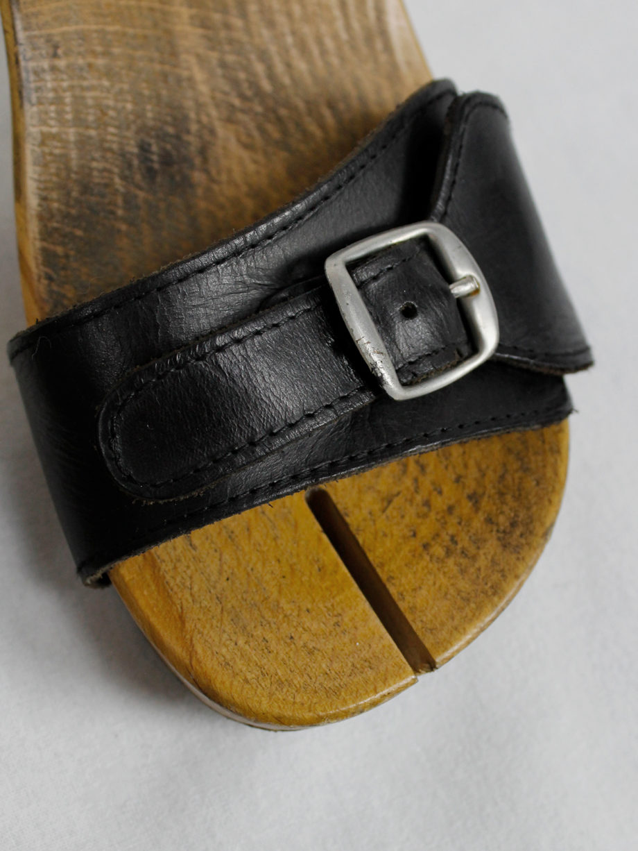 Maison Martin Margiela 6 wood tabi clogs with black leather straps spring 2005 (4)