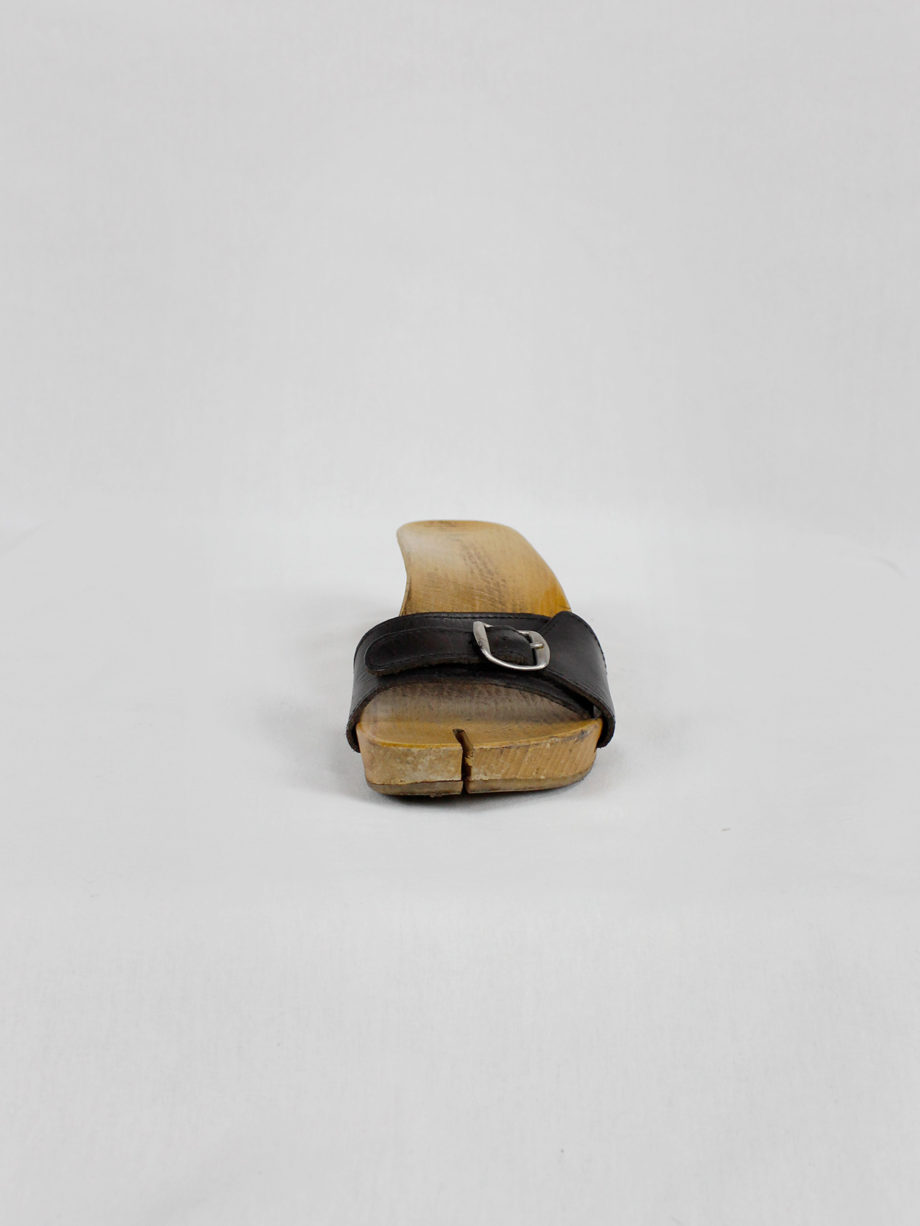 Maison Martin Margiela 6 wood tabi clogs with black leather straps spring 2005 (9)