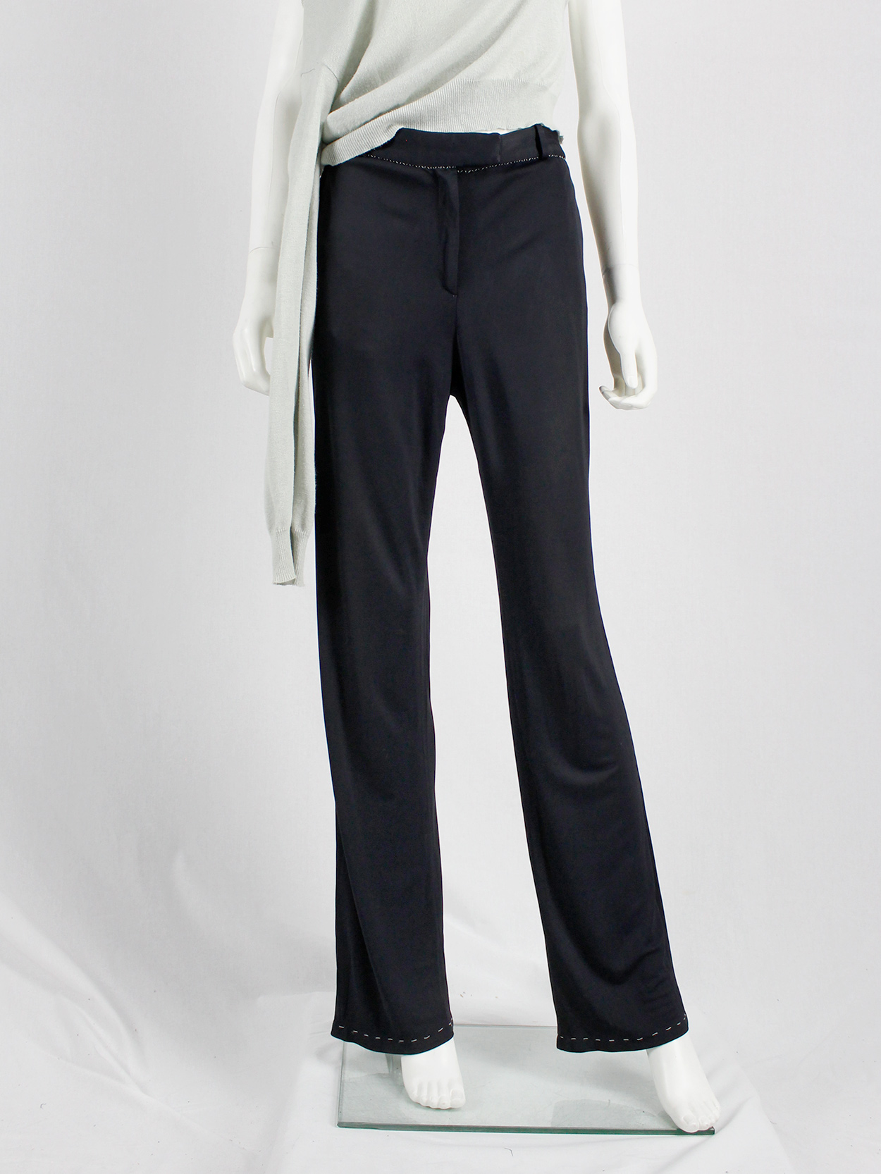 Maison Martin Margiela dark blue trousers with white exposed stitches spring 2002 (2)