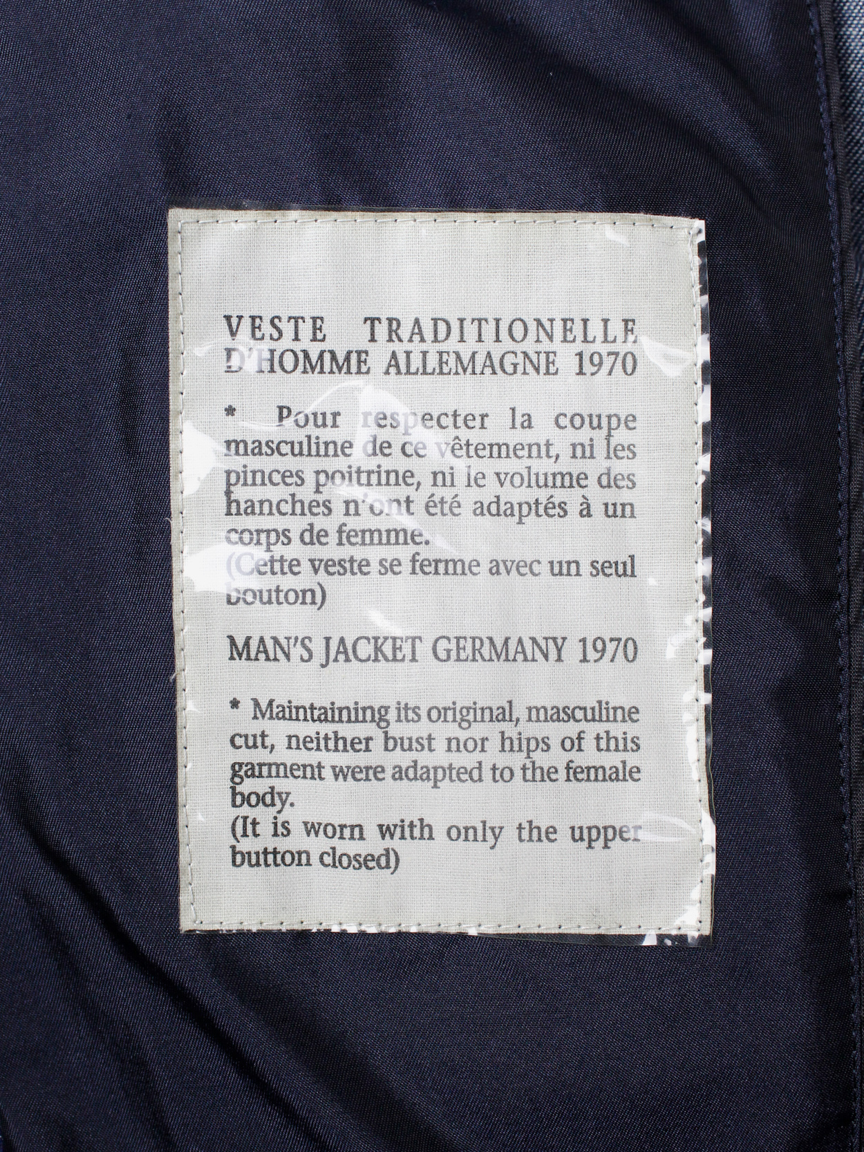 Maison Martin Margiela denim reproduction of a 1970's man's jacket ...