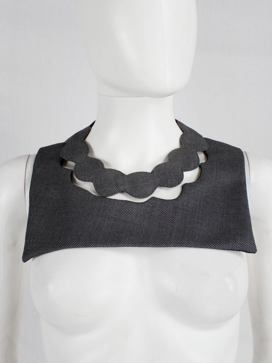Maison Martin Margiela grey fabric square with cut out pearl necklace — fall 2005 (5)