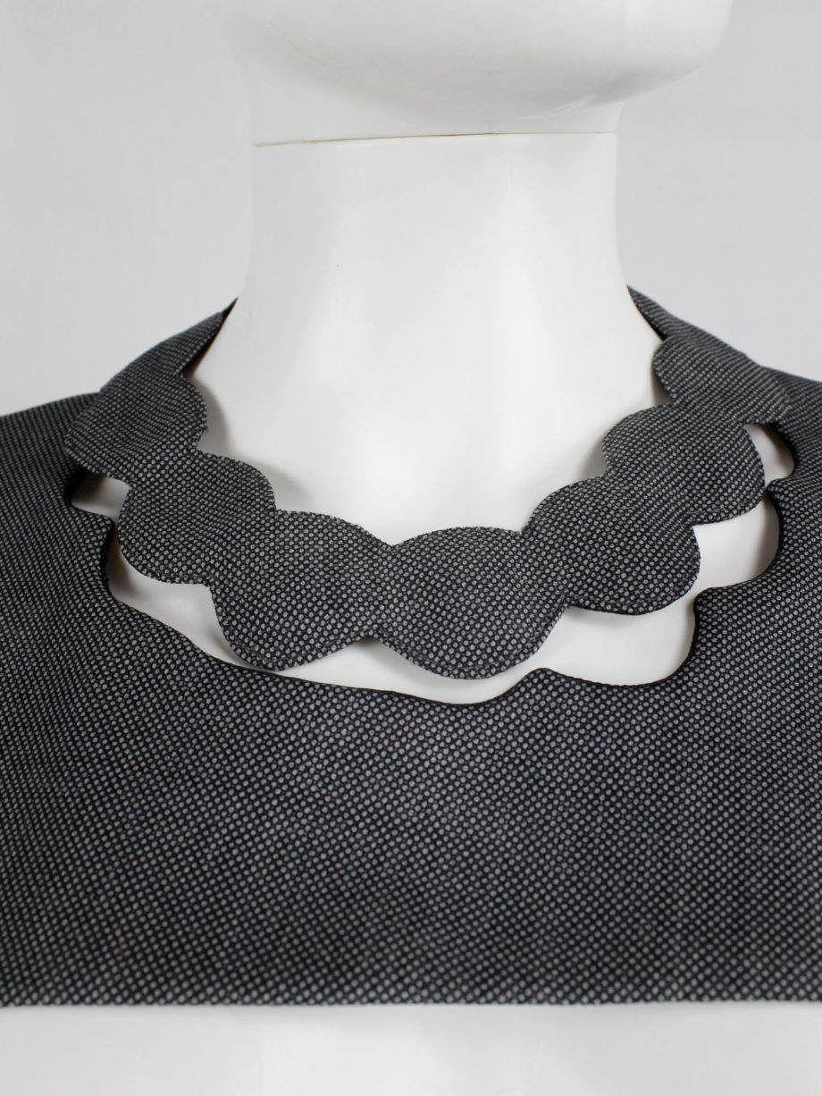 Maison Martin Margiela grey fabric square with cut out pearl necklace — fall 2005 (6)