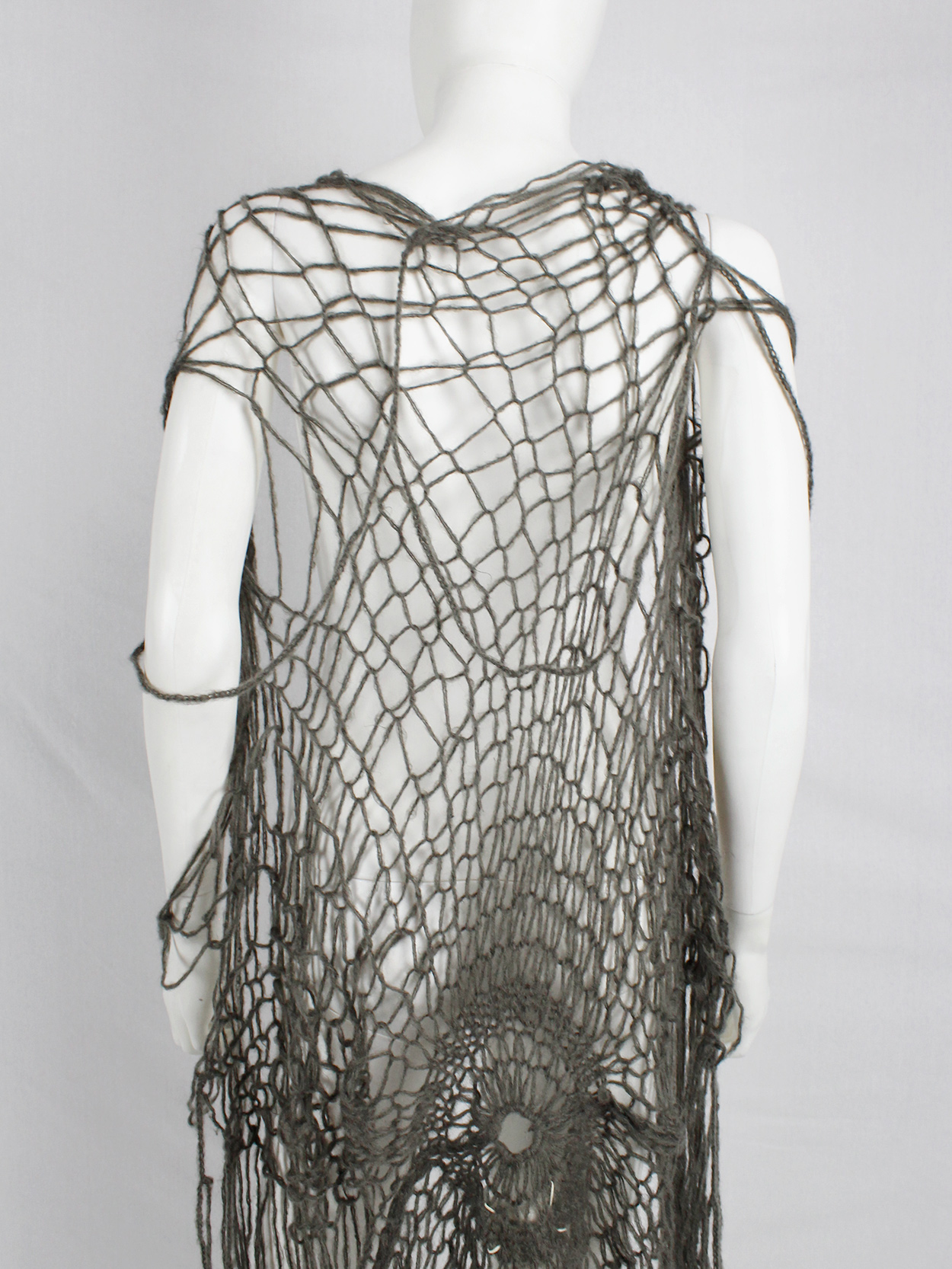 Maison Martin Margiela grey knit spiderweb maxi cardigan fall 1993 (1)