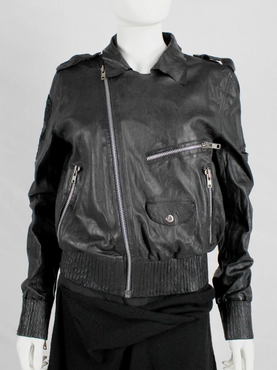 Marjan Pejoski black leather biker jacket with emboidered skull (12)