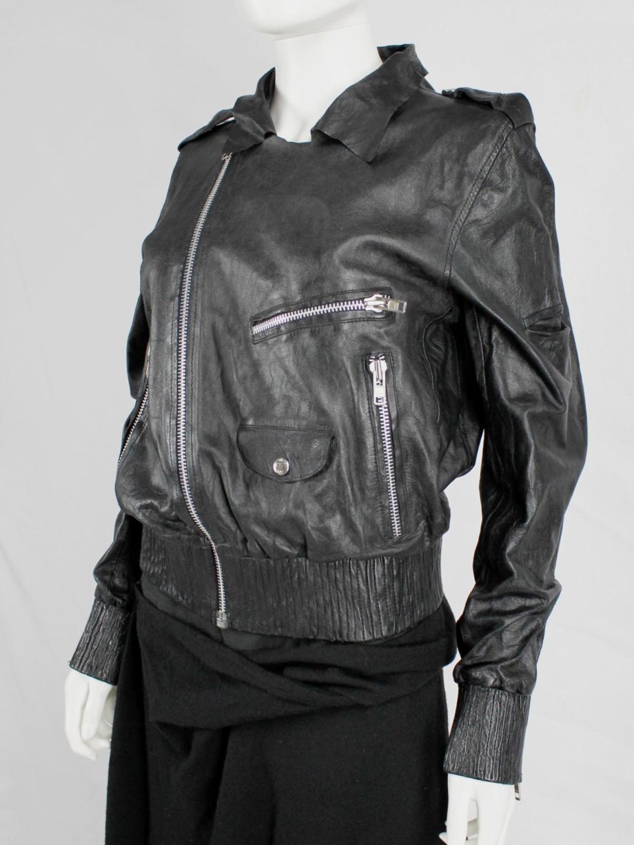 Marjan Pejoski black leather biker jacket with emboidered skull (15)