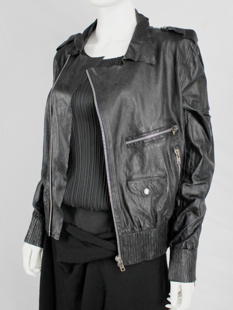 Marjan Pejoski black leather biker jacket with emboidered skull (16)