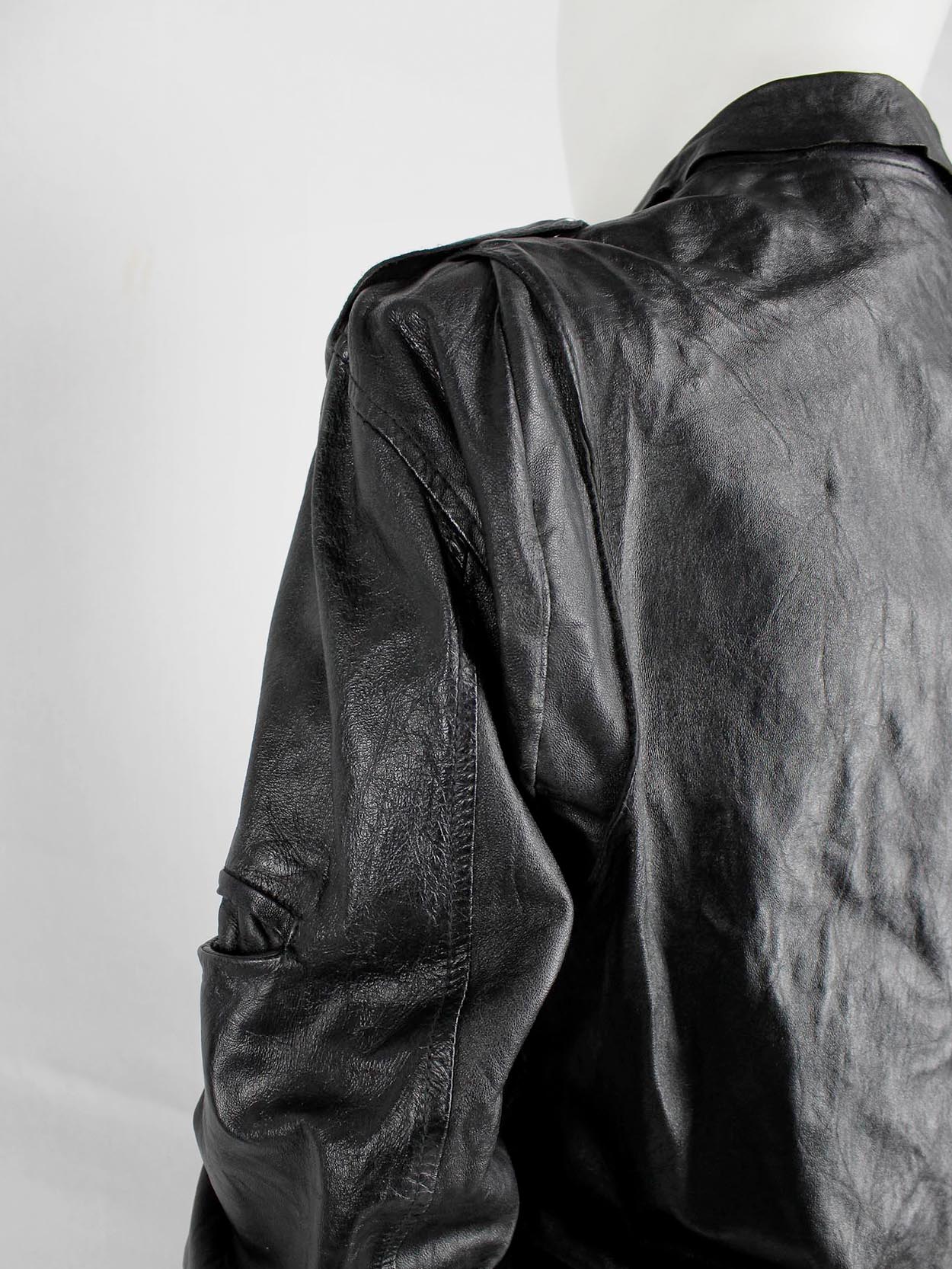 Marjan Pejoski black leather biker jacket with emboidered skull - V A N ...