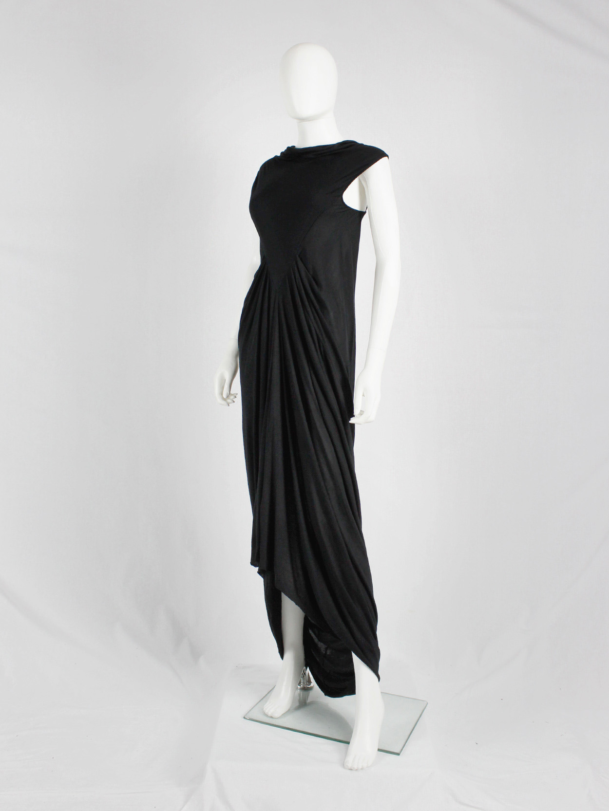 Rick Owens ISLAND black draped maxi dress with triangular top spring 2013 (11)