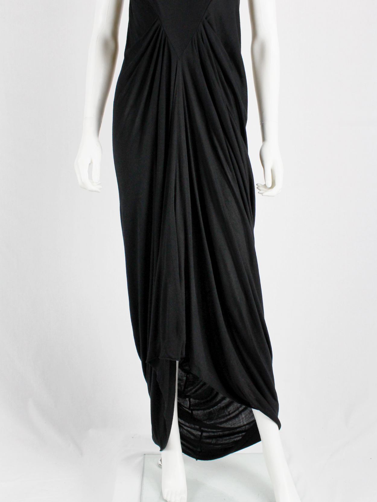 Rick Owens ISLAND black draped maxi dress with triangular top spring 2013 (6)