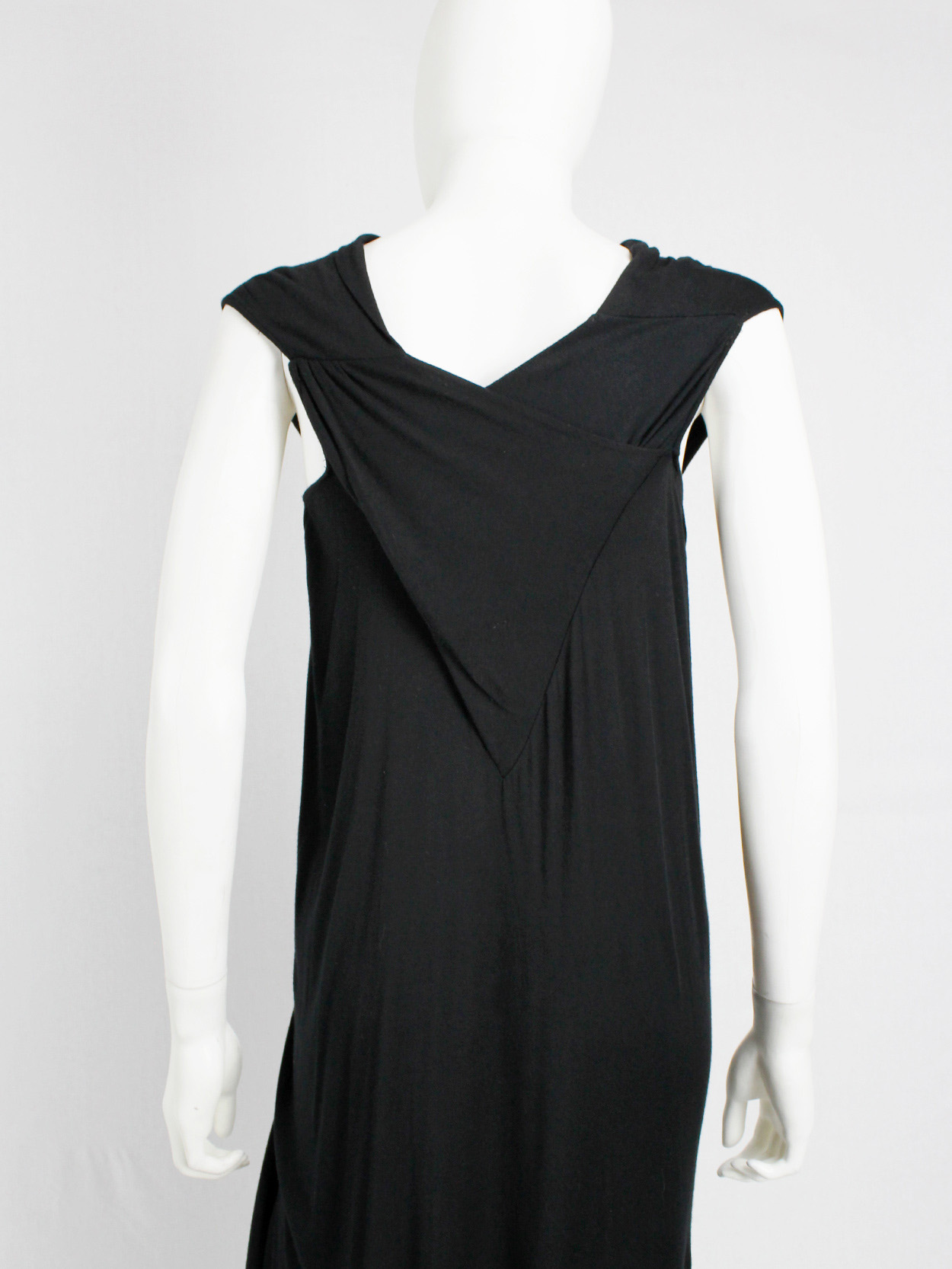Rick Owens ISLAND black draped maxi dress with triangular top — spring ...