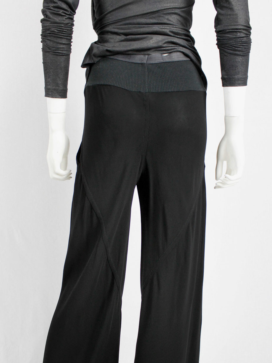 Rick Owens SCORPIO black loose flowy trousers with frayed hem spring 2005 (11)