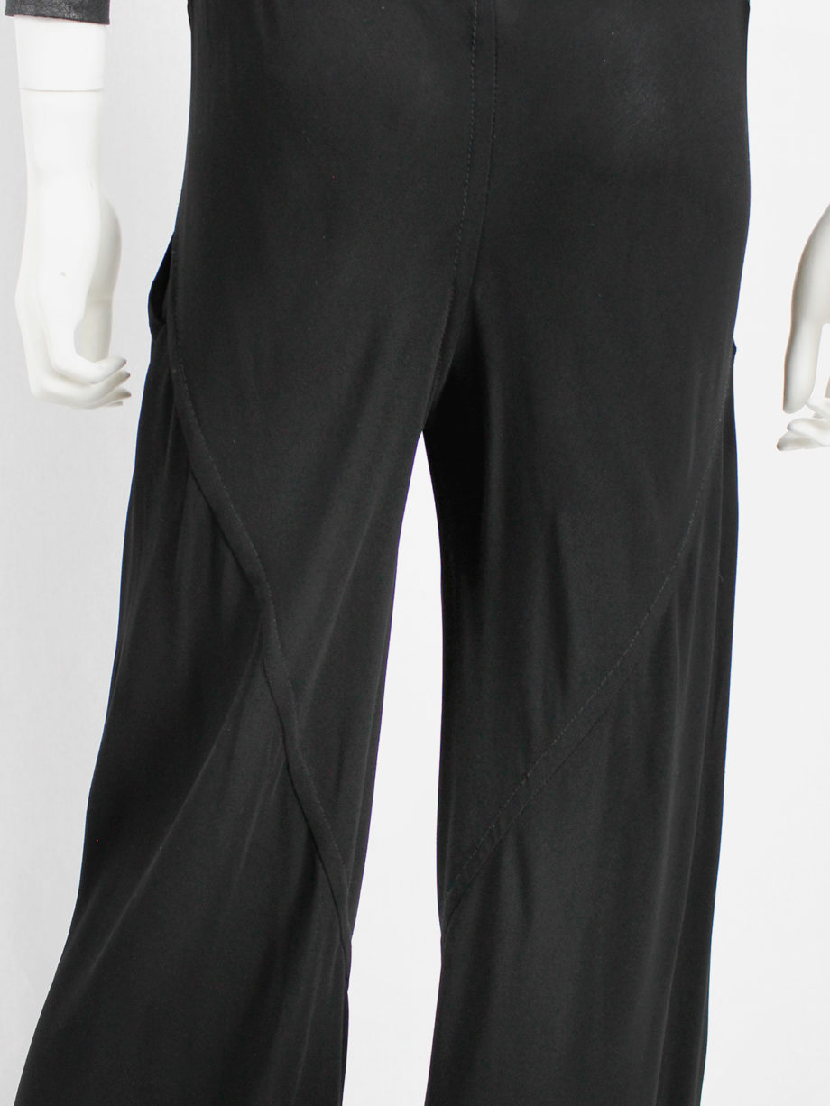 Rick Owens SCORPIO black loose flowy trousers with frayed hem spring 2005 (12)