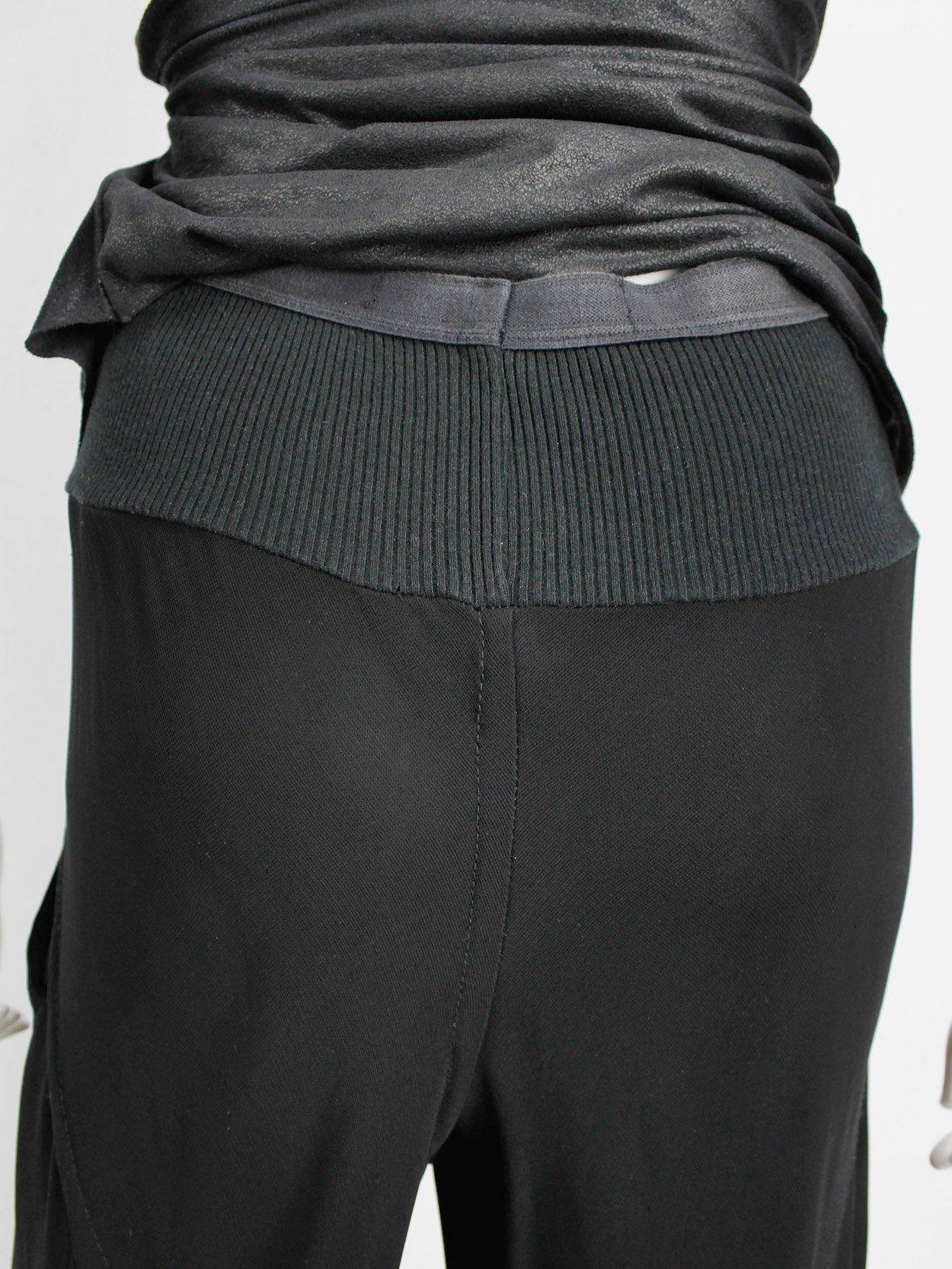 Rick Owens SCORPIO black loose flowy trousers with frayed hem spring 2005 (13)