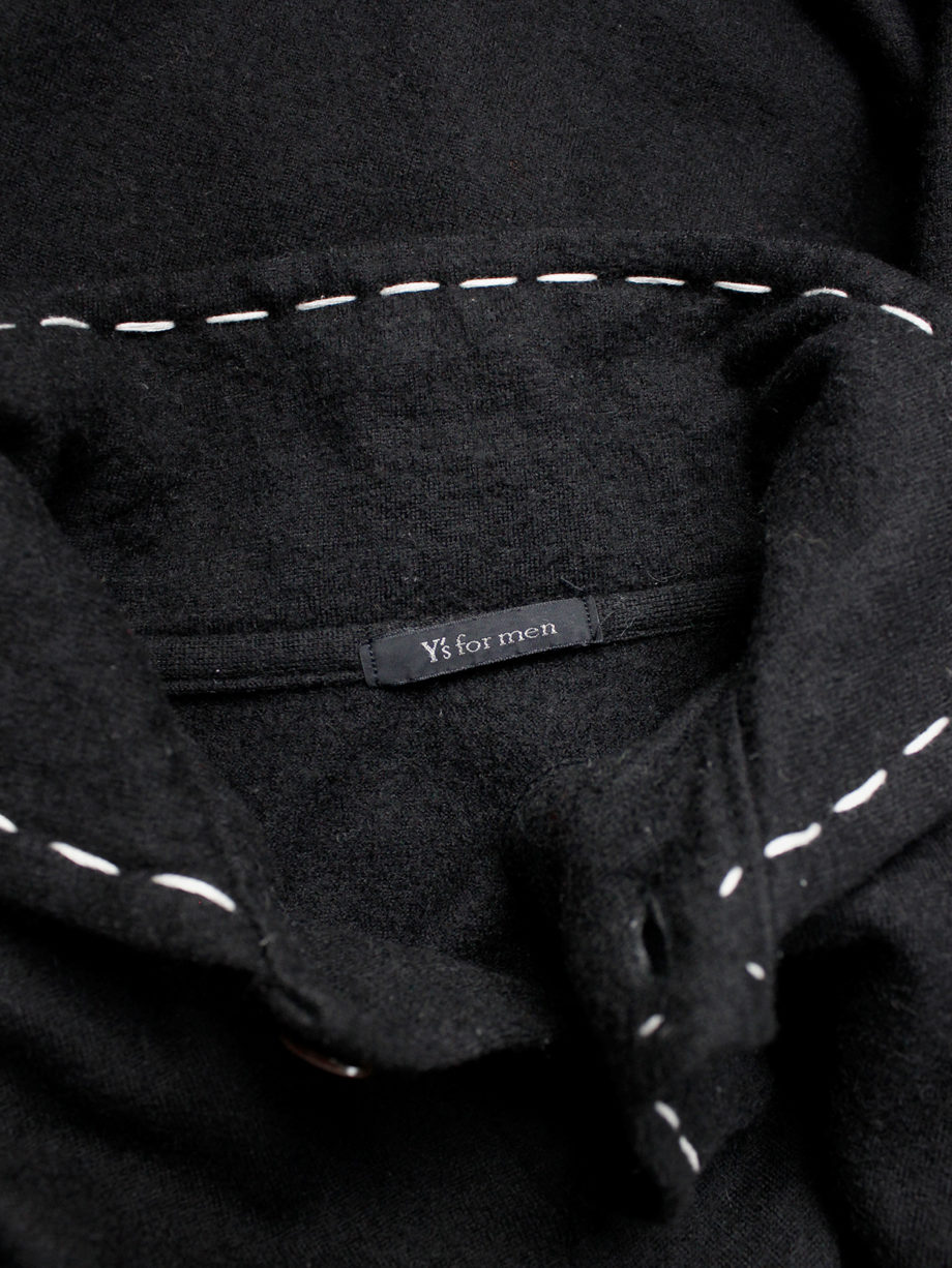 Yohji Yamamoto Y’s for men black jumper with white stitches around the collar 90s 1990s (5)