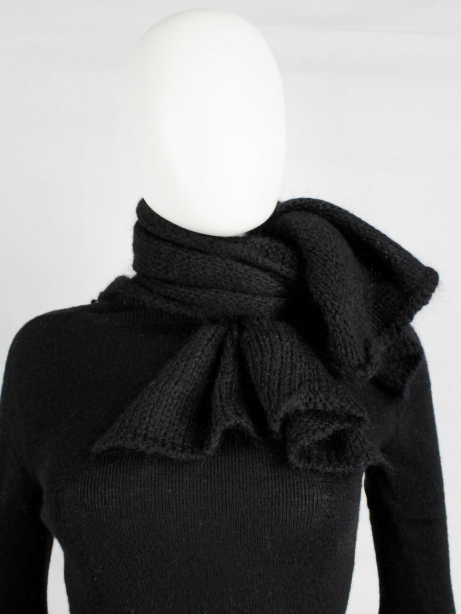 Yohji Yamamoto black jumper with attached panel or scarf and extra long sleeves (1)