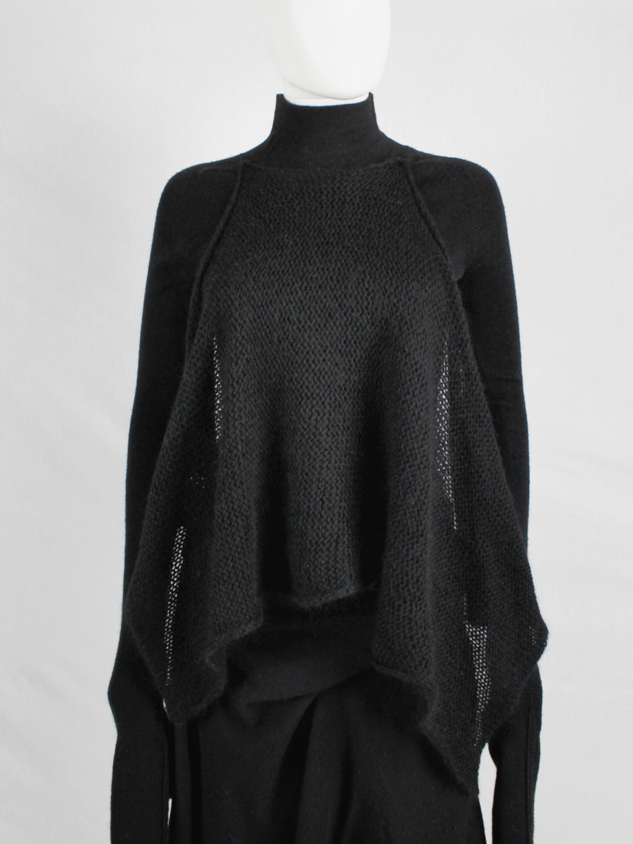 Yohji Yamamoto black jumper with attached panel or scarf and extra long sleeves (11)