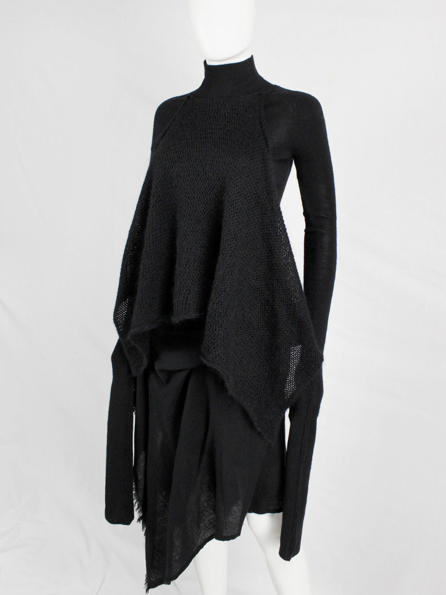 Yohji Yamamoto black jumper with attached panel or scarf and extra long sleeves (12)